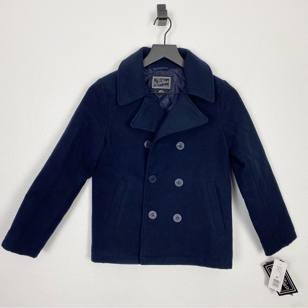 Rothschild Pea Coat Boys Blue Wool - Picture 2 of 7
